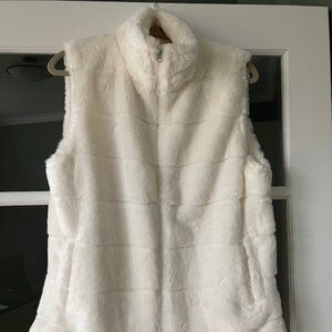 Women's White Furry Vest